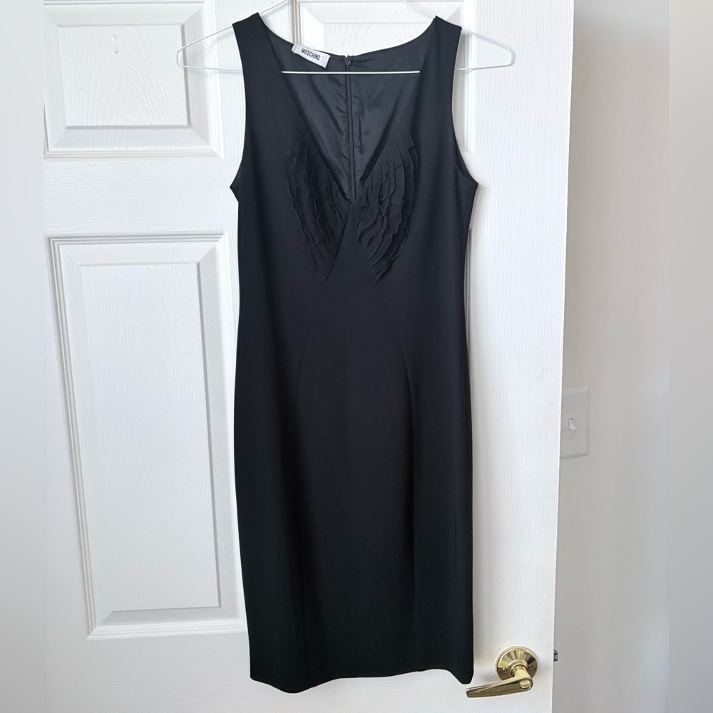 Moschino Black Midi Dress with Textured Detail